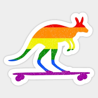 Skater Kangaroo Longboard Skateboard Rainbow Flag Kids Gift Sticker